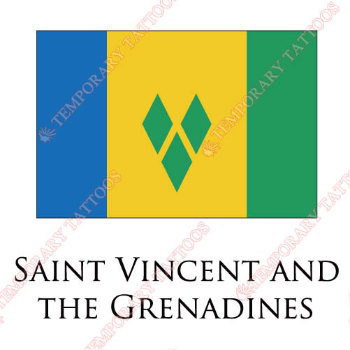 Saint Vincent And The Grenadines flag Customize Temporary Tattoos Stickers NO.1969